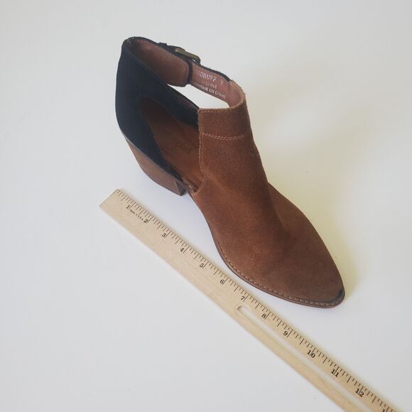 Jeffrey Campbell Woodruff Cutout Booties Brown Black Colorblock Suede Western - Picture 12 of 16